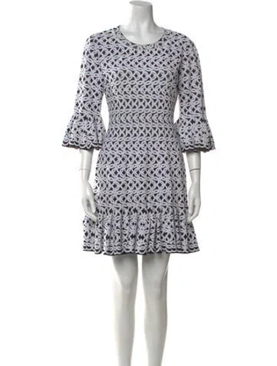 Pre-owned Alaïa Printed Mini Dress In White