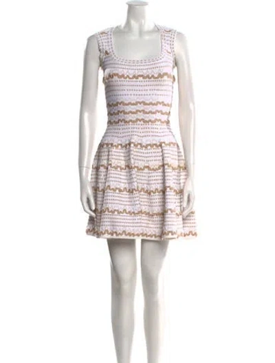 Pre-owned Alaïa Printed Mini Dress In White