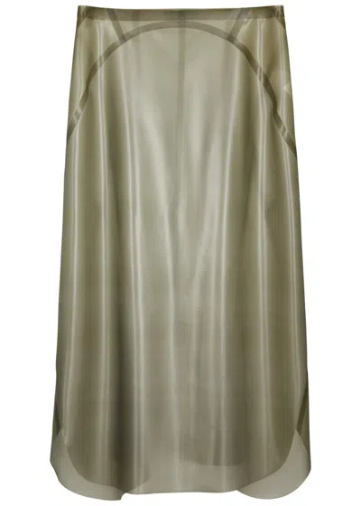 Alaïa Printed Sheer Latex Midi Skirt In Grey