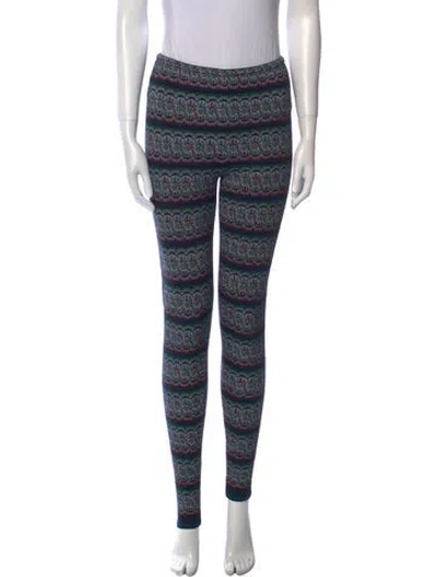 Pre-owned Alaïa Printed Skinny Leg Pants In Blue