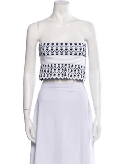 Pre-owned Alaïa Printed Strapless Crop Top W/ Tags In White