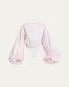 Alaïa Puff-sleeve Backless Bodysuit In Rose Pale