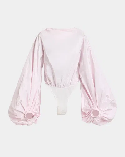 ALAÏA PUFF-SLEEVE BACKLESS BODYSUIT
