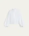 Alaïa Puff Sleeve Button Down Blouse In Blanc