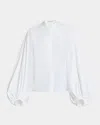 Alaïa Puff Sleeve Button Down Blouse In Blanc