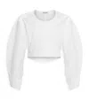 Alaïa Puff-sleeve Cropped Blouse In White
