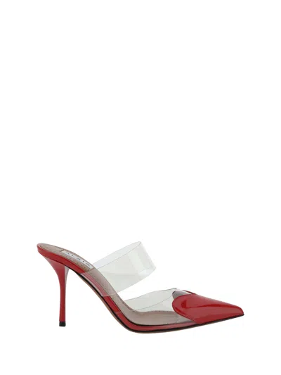 Alaïa Coeur Clear Cap-toe Mule Pumps In Red