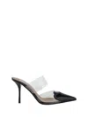Alaïa Pointed Toe Slippers In Calf And Patent Leather In Black