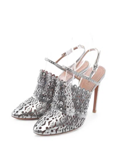 Pre-owned Alaïa Punching Studs Sandals In Silver