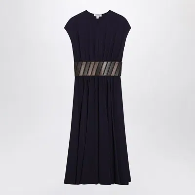 Alaïa Alaia Purple Midi Dress With Belt Women In Black