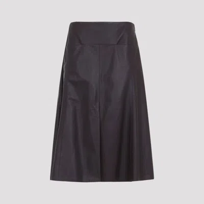 Alaïa Alaia Purple Slit Lamb Leather Midi Skirt In Brown