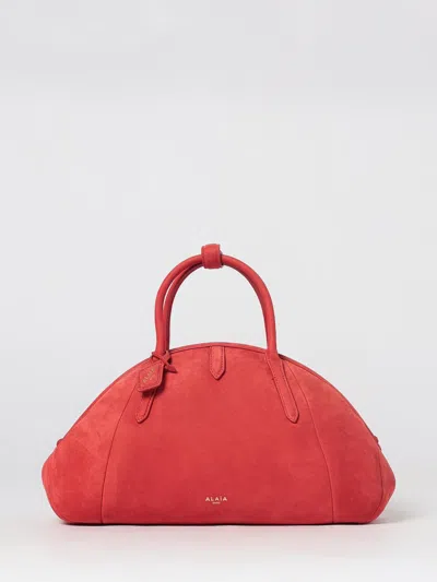 Alaïa Purse Calfskin Leather Handbag With Double Handle And Snap Closure In Red