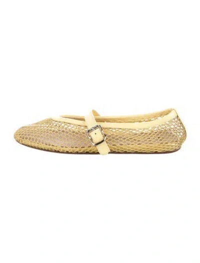 Pre-owned Alaïa Pvc Lace Pattern Mary Jane Flats In Yellow