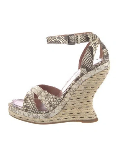 Pre-owned Alaïa Python Animal Print Espadrilles In Neutral