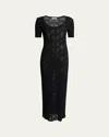 Alaïa Python Lace Knit Midi Dress In Black