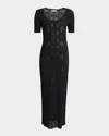 Alaïa Python Lace Knit Midi Dress In Black