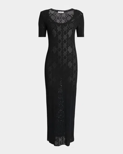 Alaïa Python Lace Knit Midi Dress In Black