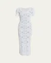 Alaïa Python Lace Knit Midi Dress In White