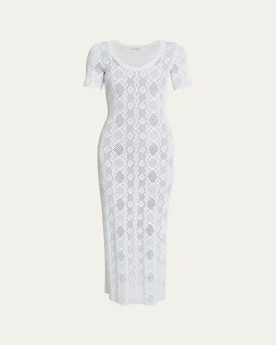 Alaïa Python Lace Knit Midi Dress In White
