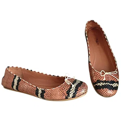 Pre-owned Alaïa Alaia Python Snakeskin Pink + Black + Cream + Brown Ballet Flats Size 36 6 In White