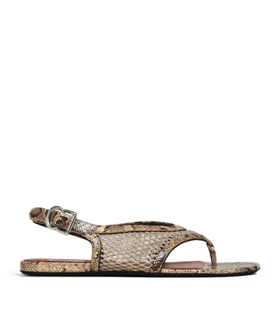 Alaïa Python-effect Thong Sandals In Multi
