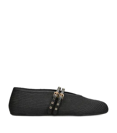 Alaïa Raffia And Leather Ballet Flats