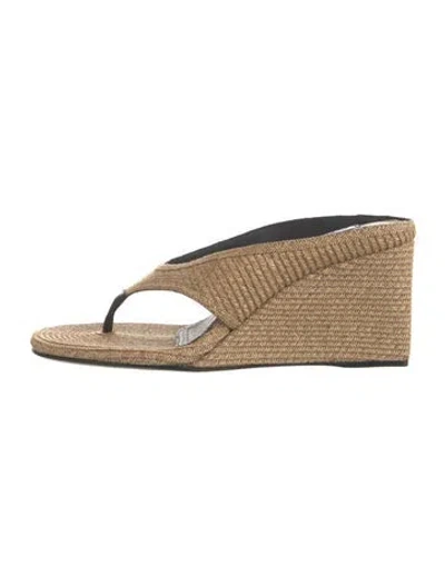 Pre-owned Alaïa Raffia Flip Flops In Neutrals