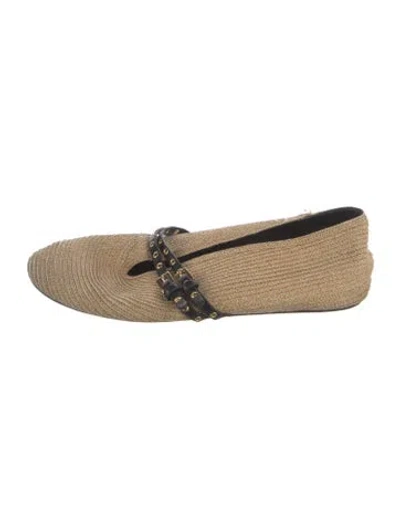 Pre-owned Alaïa Raffia Mary Jane Flats In Neutral