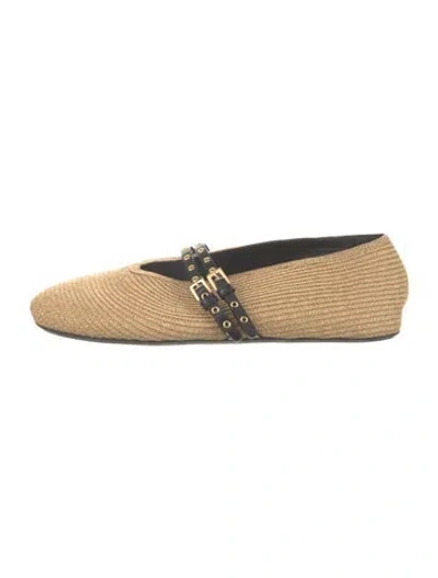Pre-owned Alaïa Raffia Mary Jane Flats In Neutrals