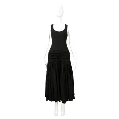 Pre-owned Alaïa Rare Azzedine Alaia Black 'plissé Abeille' Hand Pleated Runway Dress