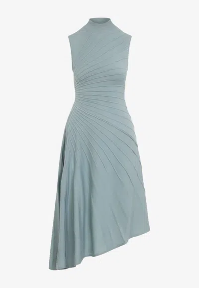 Alaïa Ray 3d Asymmetric Midi Dress In Green