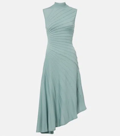 Alaïa Womens Ray 3d Sculpt Knit-wool Midi Dress Vert Eucalyptus In Multi