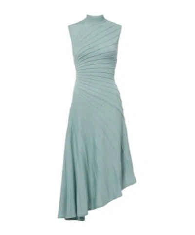 Alaïa Womens Ray 3d Sculpt Knit-wool Midi Dress Vert Eucalyptus In Multi