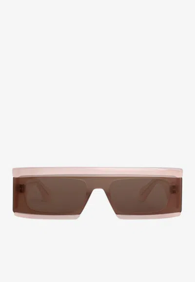 Alaïa Rectangular Mask Sunglasses In Brown
