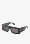 Alaïa Rectangular Frame Dark Lenses Sunglasses Design In Black