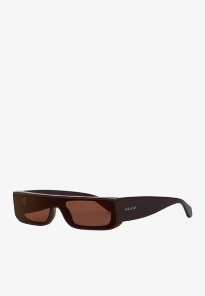 Alaïa Rectangular Mask Sunglasses In Red