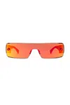 Alaïa Metal Rectangular Frame Sunglasses In Red
