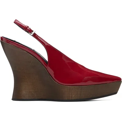 Alaïa Red Clog Wedge Slingback Heels In U18 Rouge Carmin