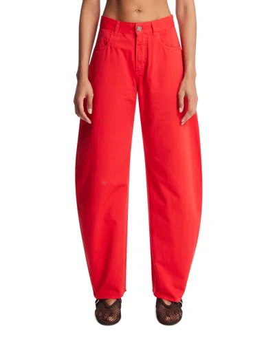 Alaïa High-waist Barrel-leg Denim Trousers In Red
