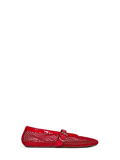 Alaïa Red Fishnet Ballet Flats