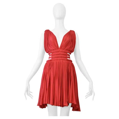 Pre-owned Alaïa Alaia Red Jersey Goddess Mini Dress 2004