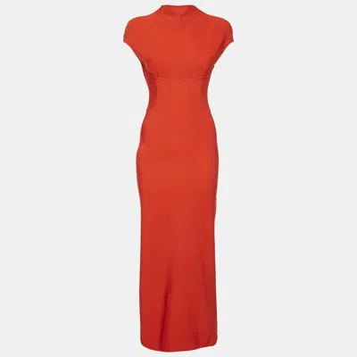 Pre-owned Alaïa Red Jersey Sculpting Corset Maxi Dress S
