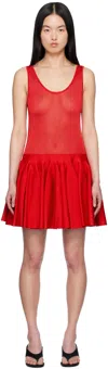 Alaïa Red Knit Godet Minidress In 300 - Rouge