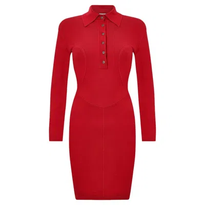 Pre-owned Alaïa Alaia Red Knitted Dress