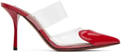 Alaïa Coeur Clear Cap-toe Mule Pumps In Red