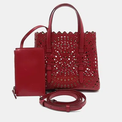 Pre-owned Alaïa Red Leather Laser Cut Mina Bag