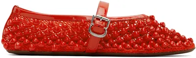 Alaïa Rivet Mesh Ballet Shoes In 319 - Orange Sanguin