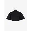 Alaïa Alaia Womens Noir Alaia Relaxed-fit Cropped Cotton-jersey T-shirt