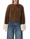 Alaïa Sheep Shearling Aviator Jacket In Bianco_bruno