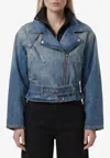 Alaïa Denim Jacket Reversible Design Buckle Belt In Blue